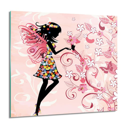 ArtprintCave, Obraz na szkle, Wróżka kwiaty motyl, 60x60 cm ArtPrintCave