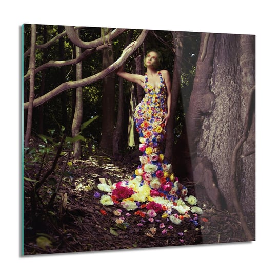 ArtprintCave, Obraz na szkle, Wróżka las kwiaty, 60x60 cm ArtPrintCave