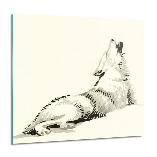 ArtprintCave, Obraz na szkle, Wyjący wilk rysunek, 60x60 cm ArtPrintCave