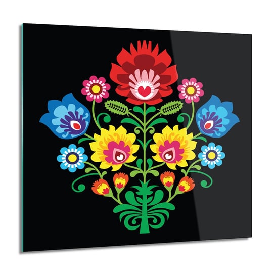 ArtprintCave, Obraz na szkle, Wzór ludowy kwiaty, 60x60 cm ArtPrintCave