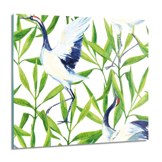 ArtprintCave, Obraz na szkle, Żuraw ptak liść wzór, 60x60 cm ArtPrintCave