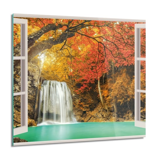 ArtprintCave, Okno las jesień foto szklane ścienne, 60x60 cm ArtPrintCave