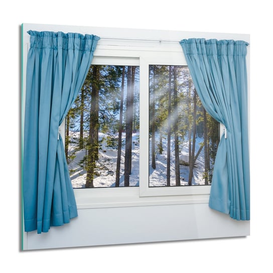ArtprintCave, Okno widok las zima obraz na szkle ścienny, 60x60 cm ArtPrintCave