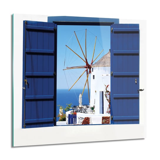 ArtprintCave, Okno widok wiatrak nowoczesne foto szklane, 60x60 cm ArtPrintCave
