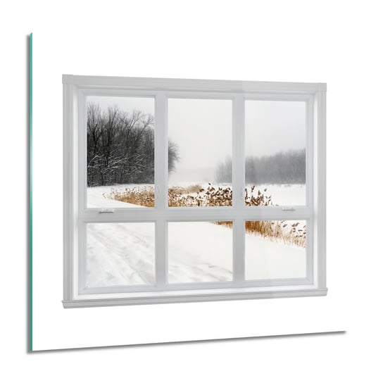 ArtprintCave, Okno widok zima las foto szklane ścienne, 60x60 cm ArtPrintCave