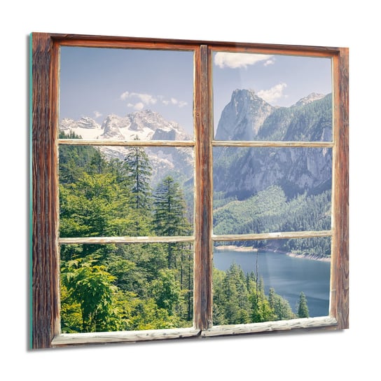 ArtprintCave, Okno woda las góry obraz szklany na ścianę, 60x60 cm ArtPrintCave