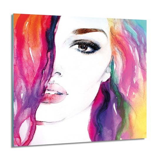 ArtprintCave, Oko usta kolor włosy nowoczesne foto szklane, 60x60 cm ArtPrintCave