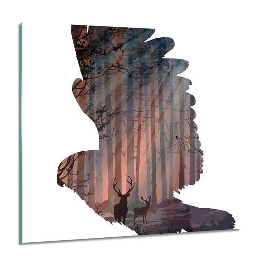ArtprintCave, Orzeł las jeleń do sypialni obraz na szkle, 60x60 cm ArtPrintCave