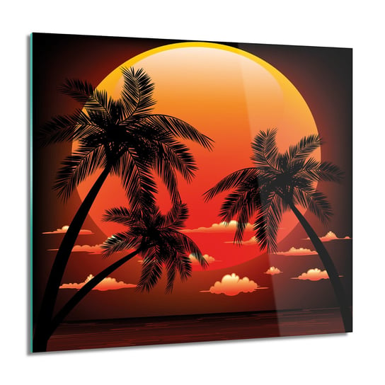 ArtprintCave, Palmy słońce grafika obraz szklany na ścianę, 60x60 cm ArtPrintCave