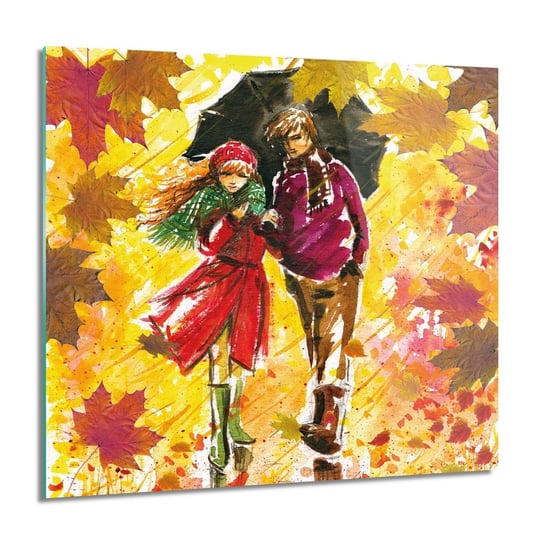 ArtprintCave, Para jesień parasol obraz szklany ścienny, 60x60 cm ArtPrintCave