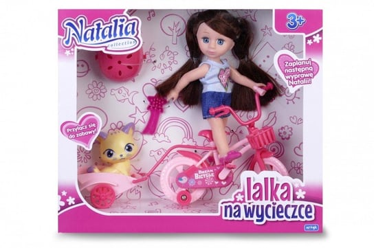 Artyk, lalka Natalia z rowerem i kotkiem Artyk