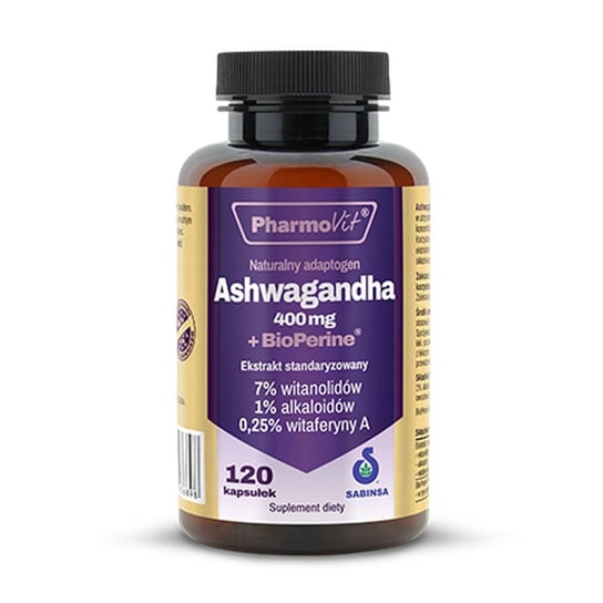 Ashwagandha 400 mg + BioPerine Suplement diety, 120 kaps. Pharmovit Pharmovit