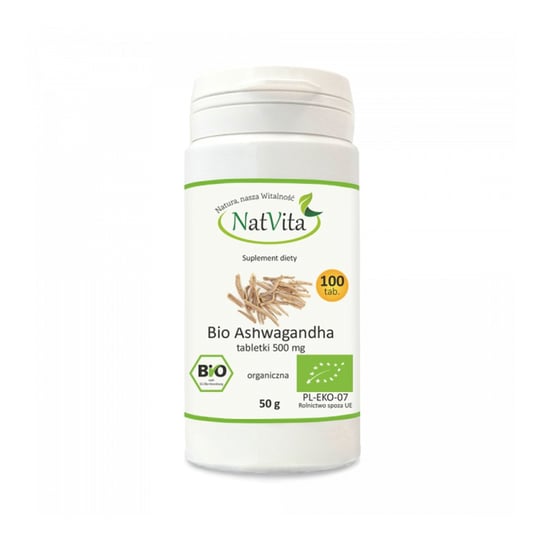 Ashwagandha Bio Suplement Diety 500 mg 100 sztuk Natvita NatVita