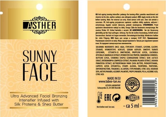 Asther Sunny Face Intensifier Shea Buter Do Twarzy Asther