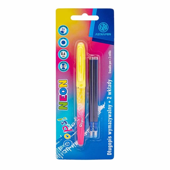 ASTRA art-pap, długopis wymazywalny astrapen oops neon + 2 wkłady niebieskie 1szt.mix ASTRA art-pap