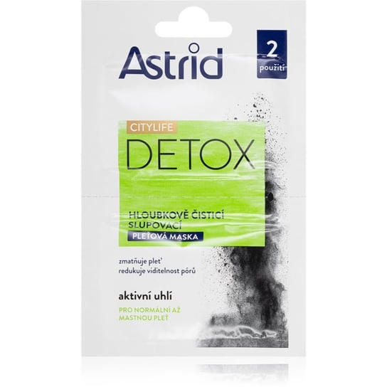 Astrid CITYLIFE Detox maseczka oczyszczająca z aktywnym węglem 2x8 ml ASTRID