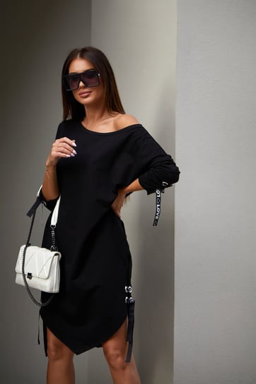 Asymetryczna Sukienka Oversize Z Wiązaniami Czarna 1403  Uniw Inna marka