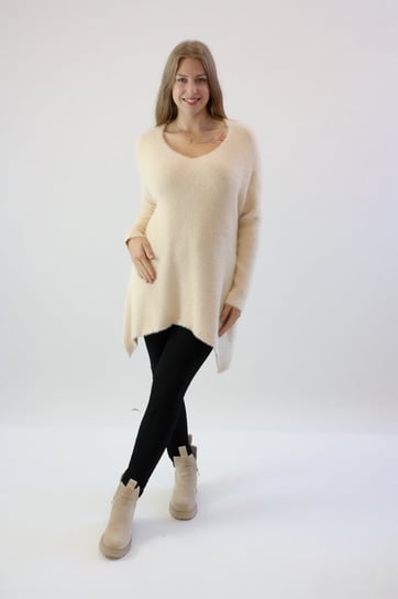 Asymetryczny sweter alpaka Kara Beżowy UNI Nelino