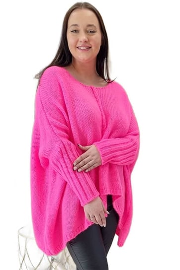 Asymetryczny Sweter Oversize Różowy UNI Nelino