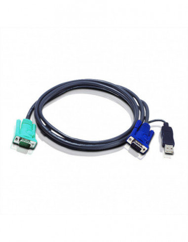 ATEN 2L-5201U Kabel KVM VGA USB, czarny, 1,2 m Aten
