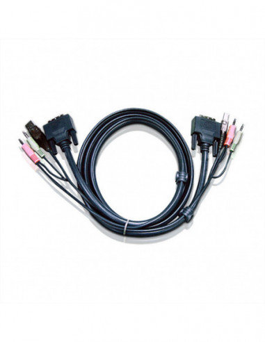 ATEN 2L-7D02UD Kabel KVM DVI-D (Dual Link), USB, Audio, zwart, 1,8 m Aten
