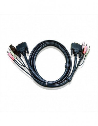 ATEN 2L-7D02UI Przewód KVM DVI-I (Single Link), USB, Audio, zwart, 1,8 m Aten