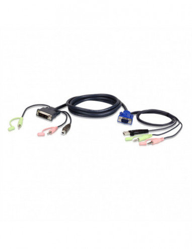 ATEN 2L-7DX3U Kabel KVM VGA do DVI 3m , czarny, 3 m Aten