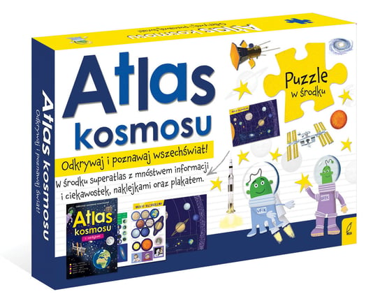 Atlas kosmosu z puzzlami i plakatem. Zestaw edukacyjny Opracowanie zbiorowe