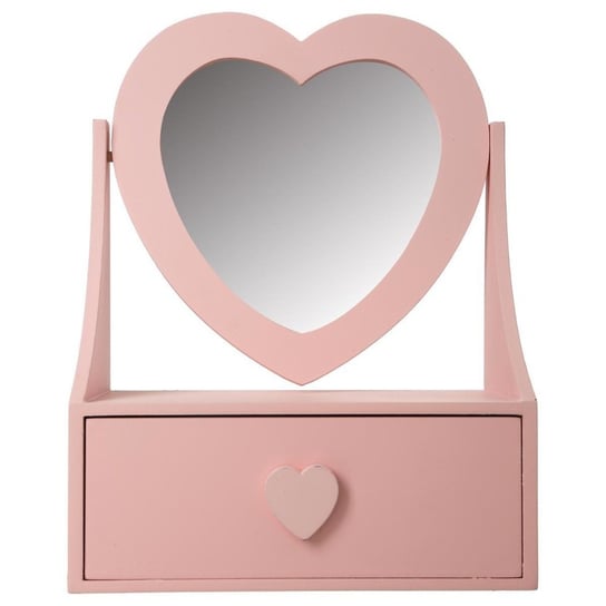ATMOSHERA Szkatułka drewniana na biżuterię z lustrem, serce, różowy, 25x19x9 cm Atmosphera Créateur d'intérieur
