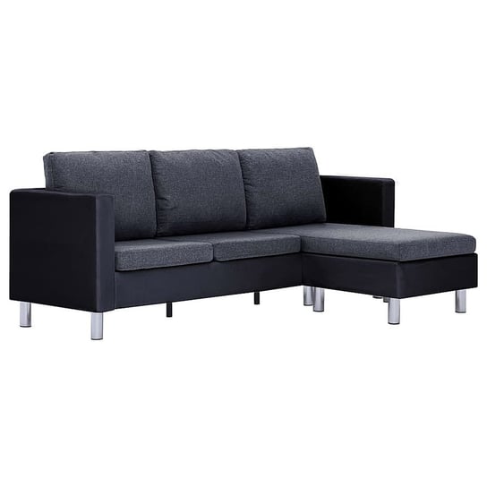 Atrakcyjna sofa z szezlongiem ELIOR Karlo 4Q, czarno-ciemnoszara, 77x122x188 cm Elior