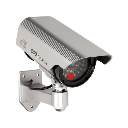 Atrapa kamery monitorującej CCTV, bateryjna, srebrna ORNO