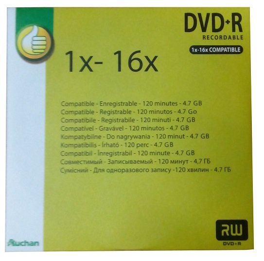 Auchan płyta DVD+R 4,7GB 16x 1szt Auchan