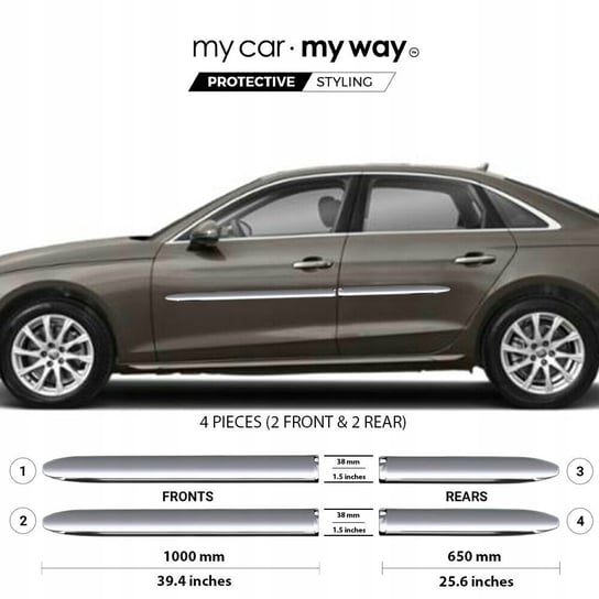 Audi A4 B9 Sedan - Listwy CHROM na drzwi ochronne Martig