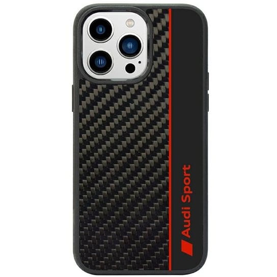 Audi Carbon Fiber Stripe etui obudowa do iPhone 14 Pro Max 6.7" czarny/black hardcase AUS-TPUPCIP14PM-R8/D1-BK Audi