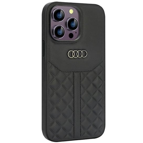 Audi Genuine Leather etui obudowa do iPhone 14 Pro Max 6.7" czarny/black hardcase AU-TPUPCIP14PM-Q8/D1-BK Audi