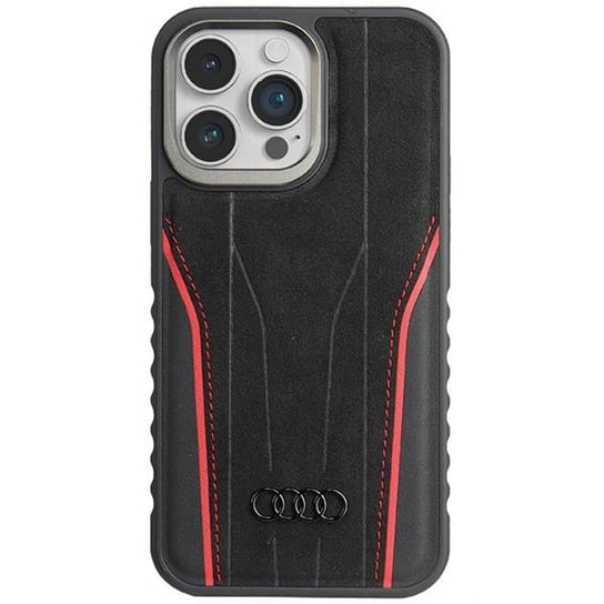 Audi Genuine Leather MagSafe iPhone 14 Pro Max 6.7" czarno-czerwony/black-red hardcase AU-TPUPCMIP14PM-R8/D3-RD Inna marka