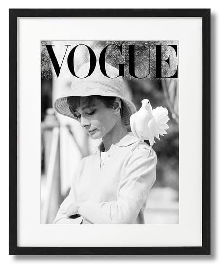 Audrey Hepburn Z Gołąbkiem, Plakat Vogue, Okładka Czarno-Biała DEKORAMA