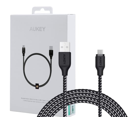 AUKEY CB-AM1 Black nylonowy kabel 1.2m micro USB Aukey