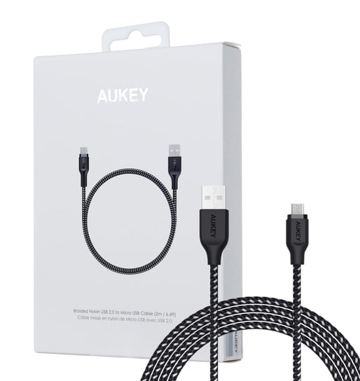 AUKEY CB-AM2 Black nylonowy kabel 2m micro USB Aukey