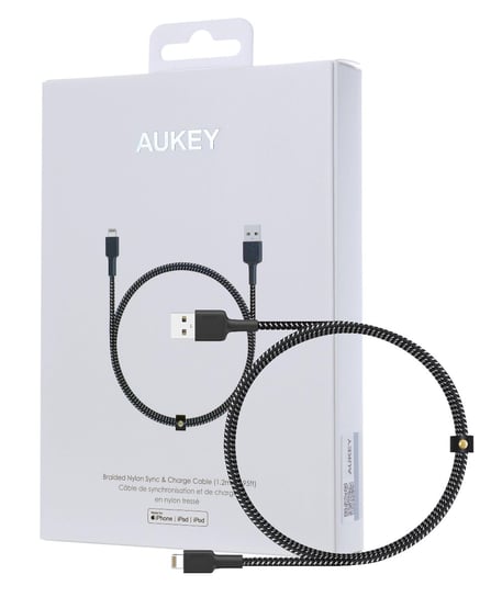 AUKEY CB-BAL3 Black nylonowy kabel Lightning 1.2m Aukey