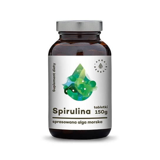 Aura Herbals, spirulina sprasowana alga, Suplement diety, 600 tabletek Aura Herbals