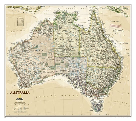 Australia Executive mapa ścienna polityczna na podkładzie do wpinania -pinboard, 1:6 413 000, National Geographic National geographic