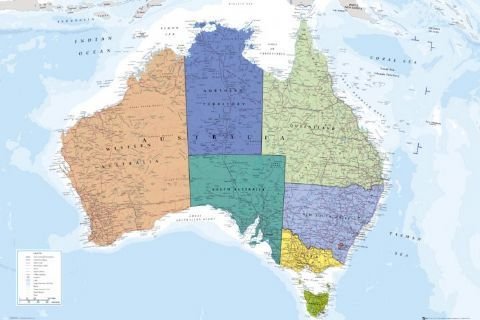 Australia Mapa - plakat 91,5x61 cm Inny producent