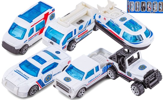 AUTKA zestaw resoraków 6w1 RESORAKI POGOTOWIE karetka ambulans małe auta zabawki dla chłopca PakaNiemowlaka