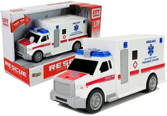 Autko Ambulans Pogotowie 1:20 Napęd Frykcyjny Dźwięk Efekty Świetlne Lean Toys