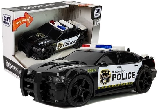 Autko Policyjne 1:20 Napęd Frykcyjny Dźwięk Efekty Świetlne Czarne Lean Toys