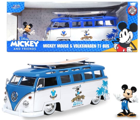 Auto metalowe Volkswagen T1 Bus z figurką Myszka Miki Mickey Mouse 1:24 253075001 Jada Jada