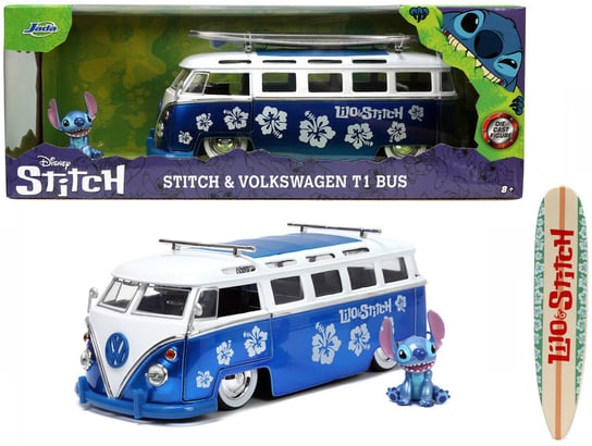Auto metalowe Volkswagen T1 Bus z figurką Stitch 1:24 253075000 Jada Jada