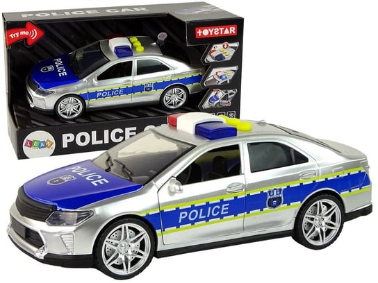 Auto Policyjne 1:14 Napęd Frykcyjny Dźwięki Światło Srebrne Lean Toys