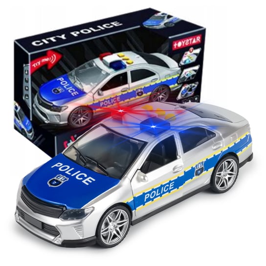 Auto Policyjne Srebrne Police Car Toystar 666-22Q w skali 1:14 Inna marka